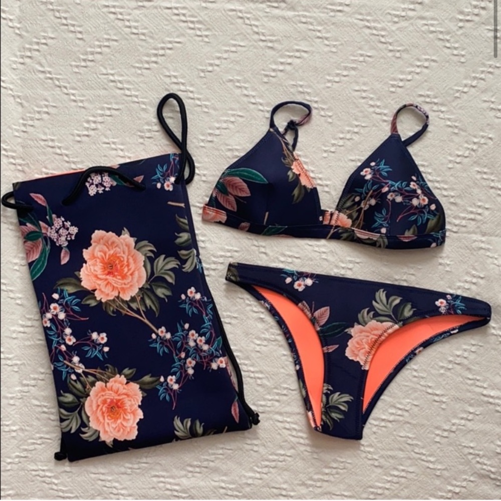 Floral Bikini Set with Bag